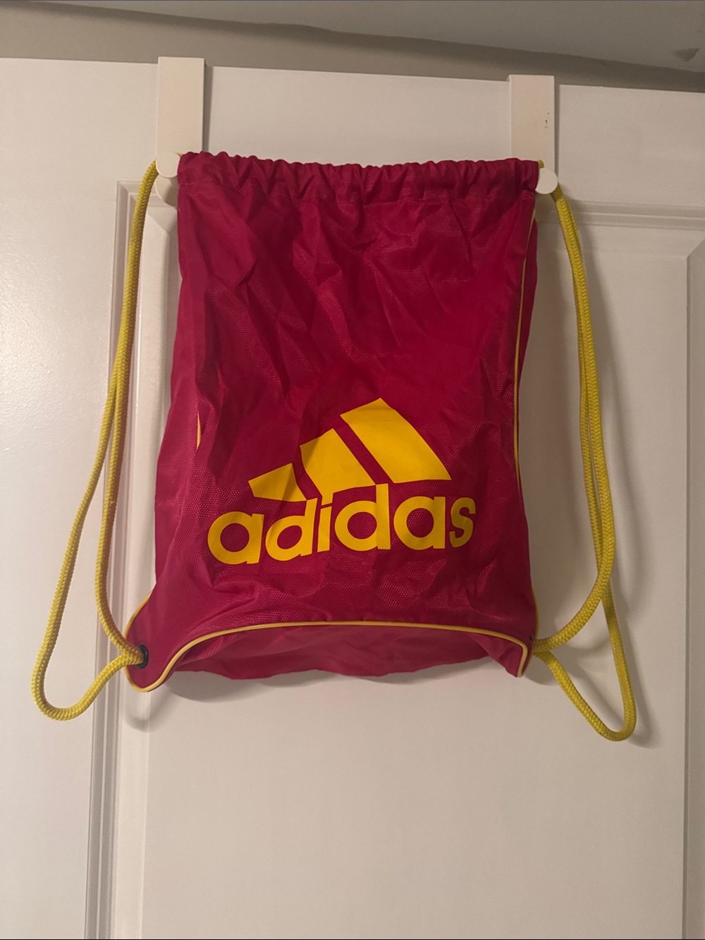 adidas Red Drawstring Gym Sack with Yellow Logo & Straps